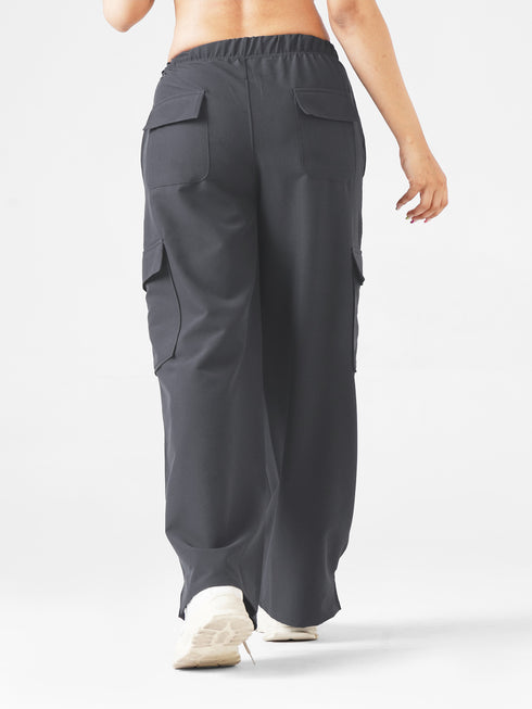 Modest Straight Fit Cargo Joggers in Charcoal