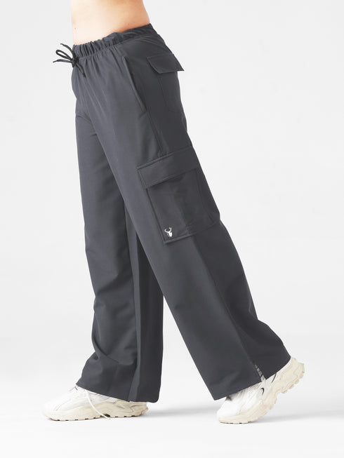 Modest Straight Fit Cargo Joggers in Charcoal