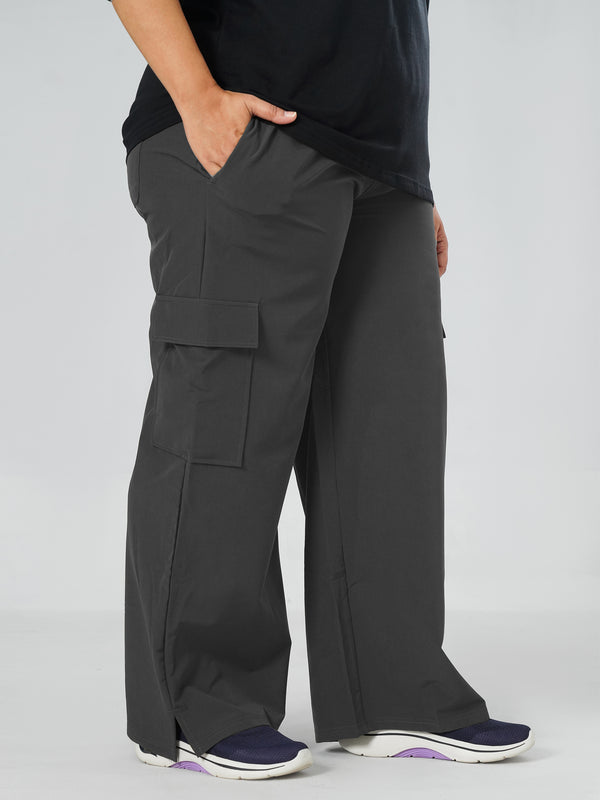 Modest Straight Fit Cargo Joggers in Charcoal ( PLUS SIZE )