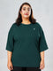 LEERA Green Oversized Cotton Tee ( Plus Size )