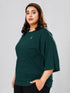 LEERA Green Oversized Cotton Tee ( Plus Size )