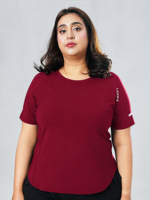 CurveActive Tee in Maroon ( Plus Size )