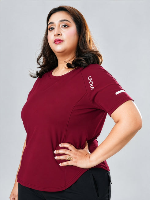 CurveActive Tee in Maroon ( Plus Size )