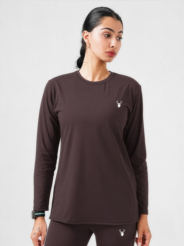 District Loose Fit Long Top in Chocolate Brown