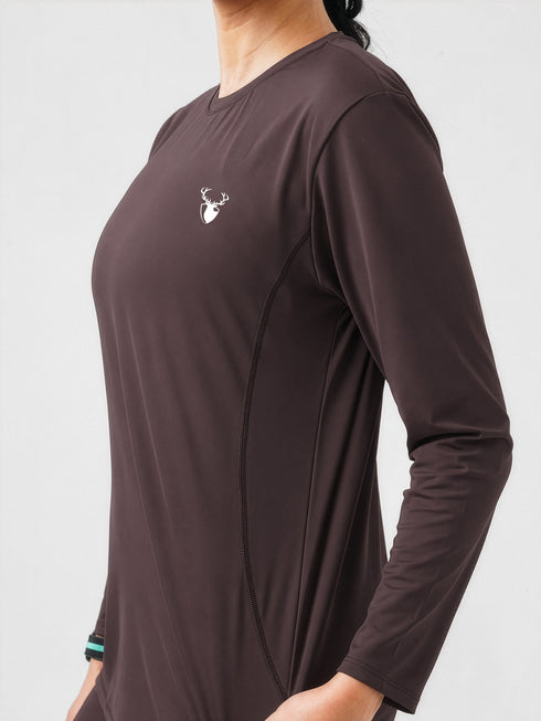 District Loose Fit Long Top in Chocolate Brown
