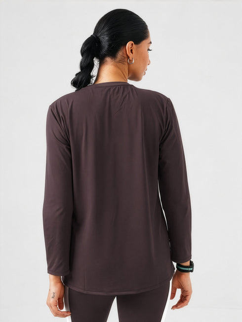 District Loose Fit Long Top in Chocolate Brown