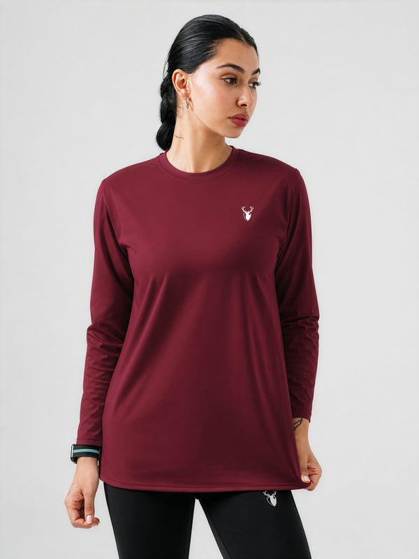 District Loose Fit Long Top in Maroon