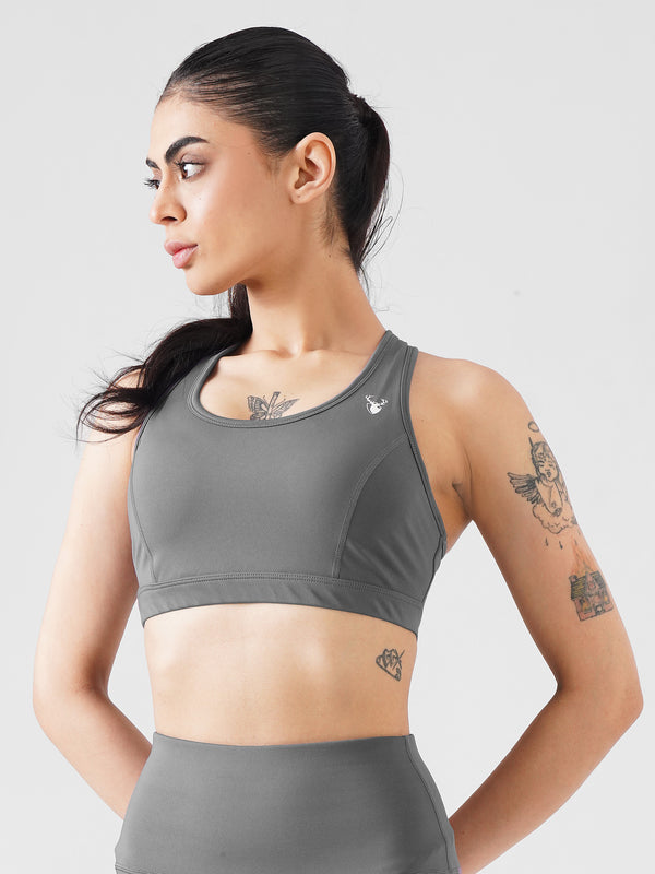 Athletic Non Padded Sports Bra in Grey