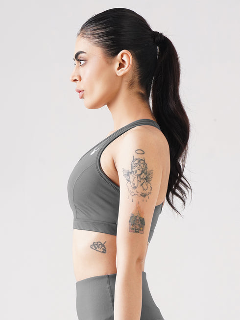 Athletic Non Padded Sports Bra in Grey