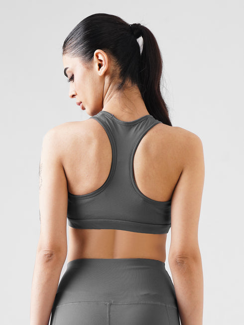 Athletic Non Padded Sports Bra in Grey