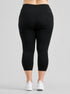 Leera black basic plus size capri legging back view with high waist fit