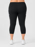 Leera black plus size capri pocket legging back view with capri length