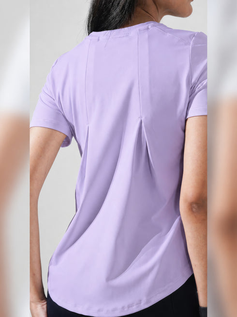 Leera Motion Pleat Performance Tee in Lilac