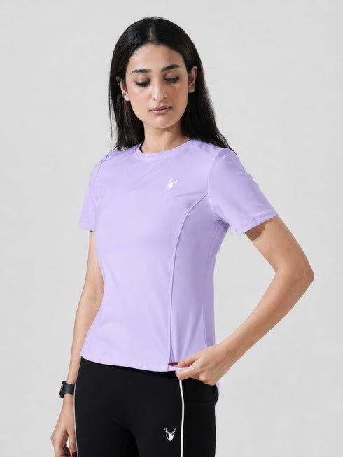 Leera Motion Pleat Performance Tee in Lilac