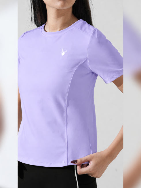 Leera Motion Pleat Performance Tee in Lilac