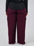Modest Straight Fit Cargo Joggers in Maroon ( PLUS SIZE )