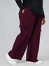 Modest Straight Fit Cargo Joggers in Maroon ( PLUS SIZE )