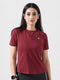 Leera Motion Pleat Performance Tee in Maroon