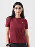 Leera Motion Pleat Performance Tee in Maroon