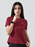 Leera Motion Pleat Performance Tee in Maroon