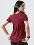 Leera Motion Pleat Performance Tee in Maroon