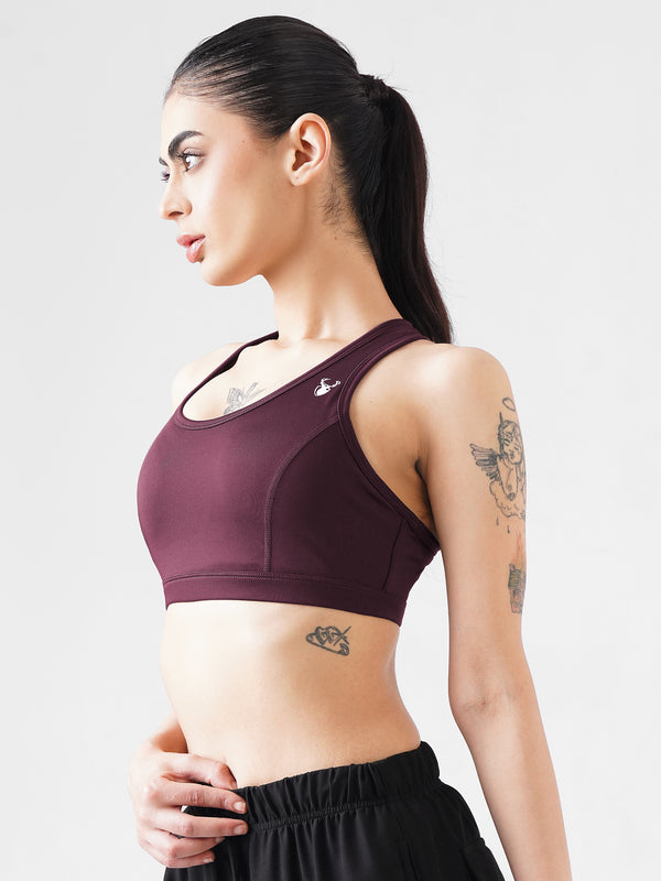 Athletic Non Padded Sports Bra in Maroon