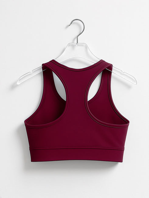 Performance Fixed Padded High Support Sports Bra in Light Maroon