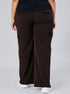 Modest Straight Fit Cargo Joggers in Chocolate Brown ( PLUS SIZE )