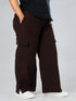 Modest Straight Fit Cargo Joggers in Chocolate Brown ( PLUS SIZE )