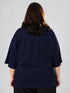 LEERA Navy Blue Oversized Cotton Tee ( Plus Size )