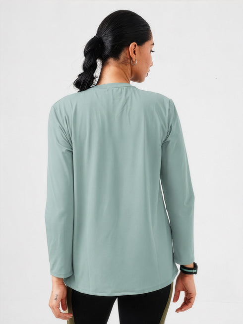 District Loose Fit Long Top in Opal Green