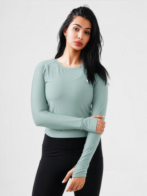 Leera Performance Fitted Tee in Opal Green