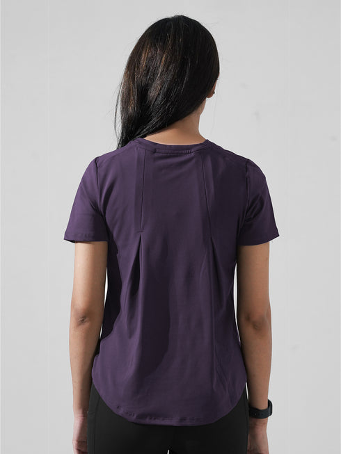 Leera Motion Pleat Performance Tee in Plum