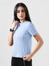 Leera Motion Pleat Performance Tee in Sky Blue