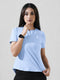 Leera Motion Pleat Performance Tee in Sky Blue