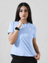 Leera Motion Pleat Performance Tee in Sky Blue