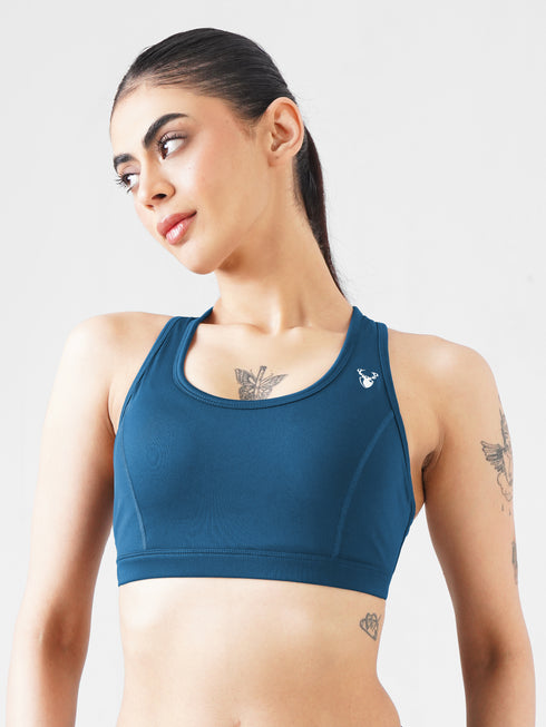 Athletic Non Padded Sports Bra in Teal Blue