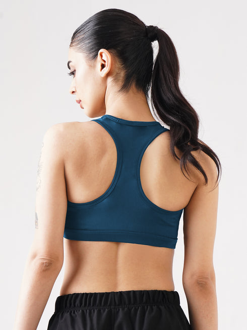Athletic Non Padded Sports Bra in Teal Blue