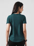 Leera Motion Pleat Performance Tee in Teal Green