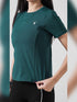 Leera Motion Pleat Performance Tee in Teal Green