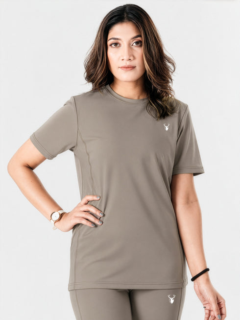 Vita Loose Fit Long Top in Dust Brown