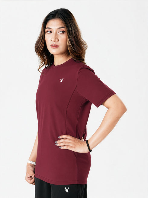 Vita Loose Fit Long Top in Maroon