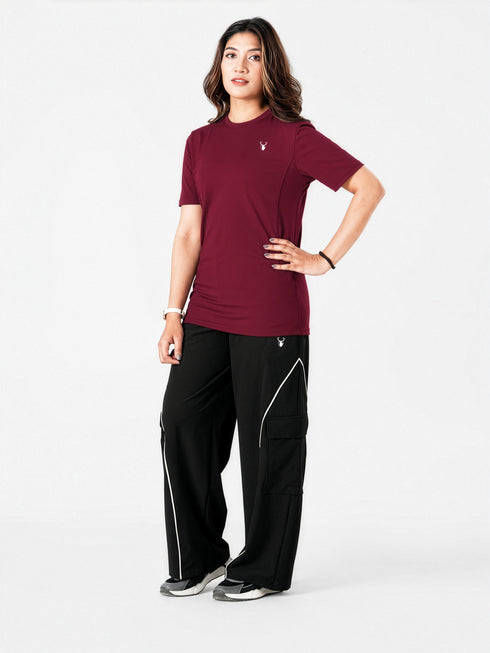 Vita Loose Fit Long Top in Maroon
