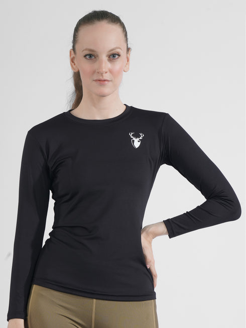 leera plain black sports t-shirt with a white leera logo on front. best shirt for gym, yoga, exercise and any sports, it's stretchable and breathable for comfortable and premium look.